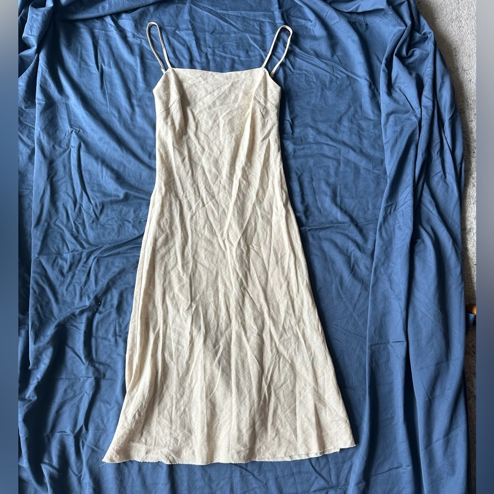 Tan Linen Midi Dress Skylar + Madison